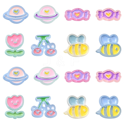 32Pcs 8 Style Transparent Acrylic Beads MACR-FS0001-95-1
