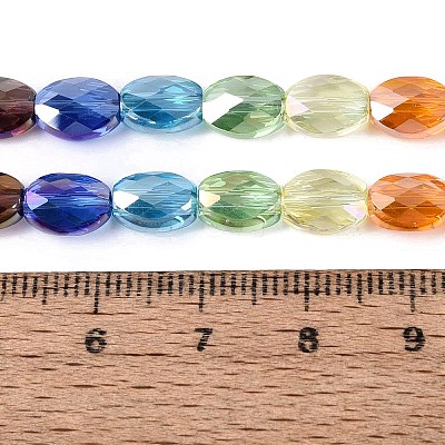 Electroplate Transparent Glass Beads Strands EGLA-Q135-6x8MM-03A-1