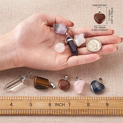 Natural & Synthetic Mixed Gemstone Pendants G-TA0001-21-1