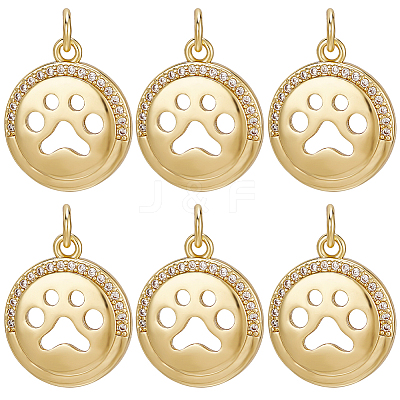 10Pcs Brass Micro Pave Cubic Zirconia Pendants KK-BBC0010-78-1
