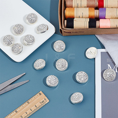 14Pcs 1-Hole Alloy Glass Shank Buttons BUTT-MA0001-16B-S-1