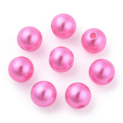 Spray Painted ABS Plastic Imitation Pearl Beads OACR-T015-05C-15-1