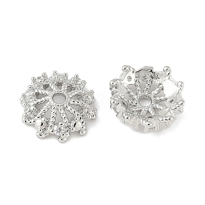 Brass Micro Pave Clear Cubic Zirconia Bead Caps KK-V015-08P-1