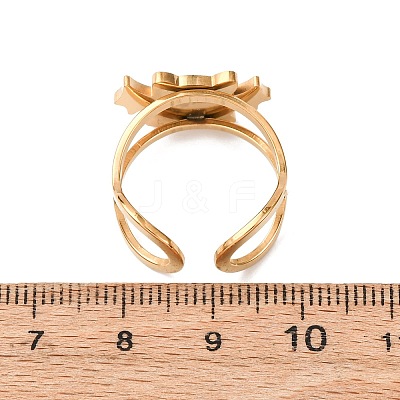304 Stainless Steel with Enamel Cuff Rings for Women LS-RJEW-Z116-01G-07-1