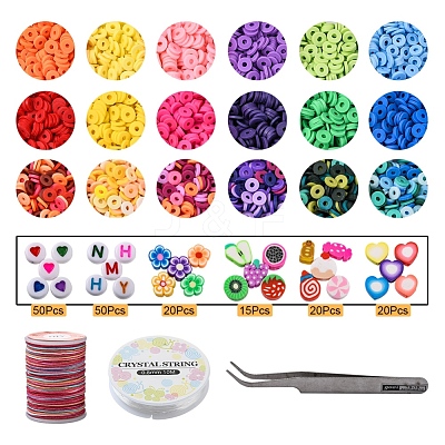 DIY Food Theme Heishi Preppy Bracelet with Letter Making Kit DIY-YW0005-64-1