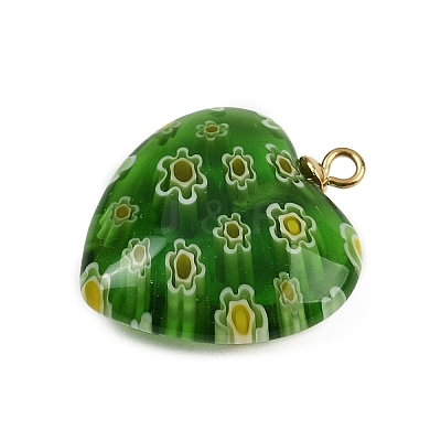 Handmade Millefiori Lampwork Heart Pendants LAMP-L080-01P-04-1