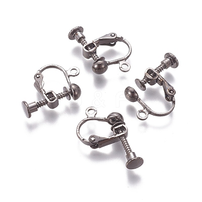 Rack Plated Brass Screw Clip-on Earring Findings KK-P169-04B-1