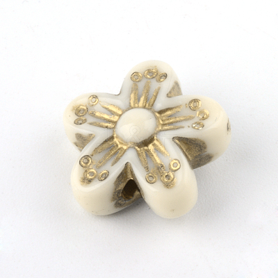 Flower Plating Acrylic Beads X-PACR-Q102-138A-1