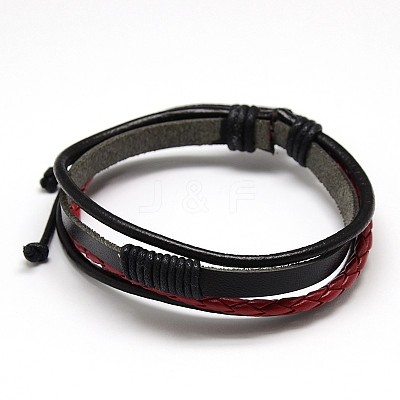Trendy Unisex Casual Style Multi-Strand Wax and Leather Cord Bracelets BJEW-L295-M-1