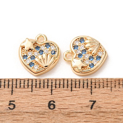 Valentine's Day Brass Micro Pave Blue Cubic Zirconia Charms KK-A304-24B-G-1