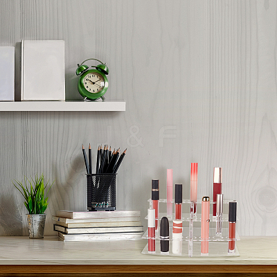 3-Tier 21-Hole Acrylic Lipstick Display Stands ODIS-WH0002-51-1
