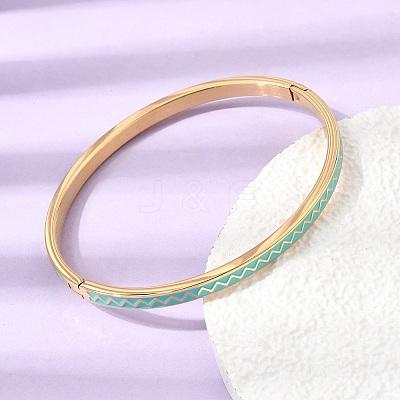 304 Stainless Steel Enamel Hinged Cuff Bangles for Women SA-CBAC920-15G-01F-1