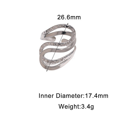304 Stainless Steel Open Cuff Rings WGEC3B2-01-1