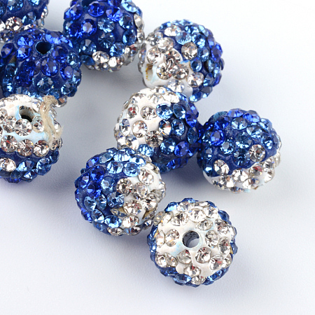 Two-Tone Color Handmade Polymer Clay Disco Ball Beads RB-R041-10-1