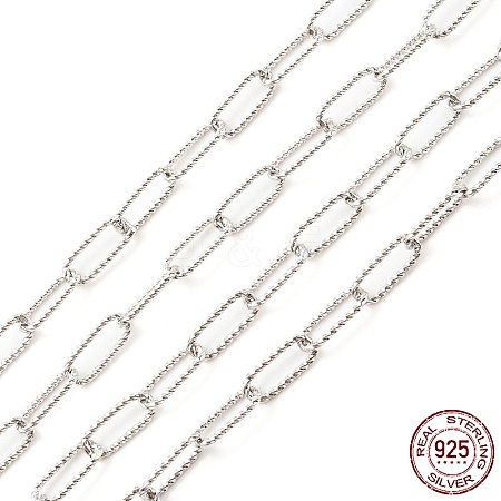Rhodium Plated 925 Sterling Silver Paperclip Chains STER-F052-01P-1