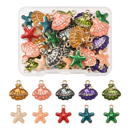 40Pcs 10 Styles Alloy Enamel Pendants ENAM-FS0002-66-1