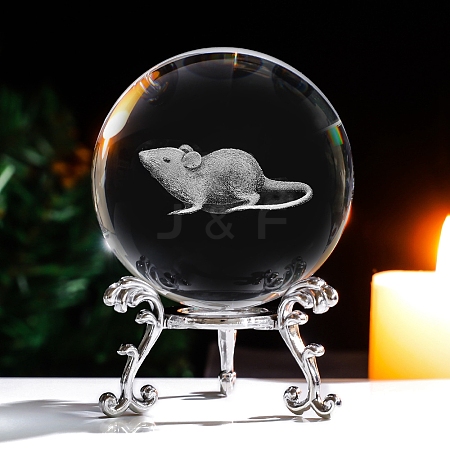 Inner Carving 12 Chinese Zodiac Signs Glass Crystal Ball Diaplay Decoration PW-WG32D61-01-1