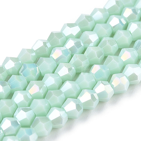 Opaque Solid Color Electroplate Glass Beads Strands EGLA-A039-P2mm-B20-1