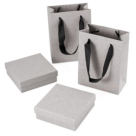 2Pcs Square Paper Jewelry Display Cases CON-TA0001-39F-02-1