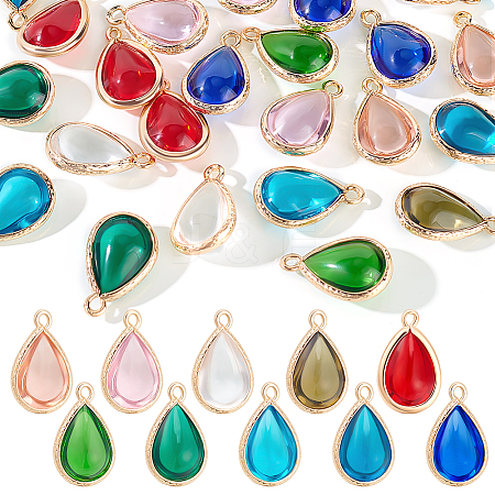 AHADERMAKER 30Pcs 10 Colors Glass Pendants GLAA-GA0001-76-1