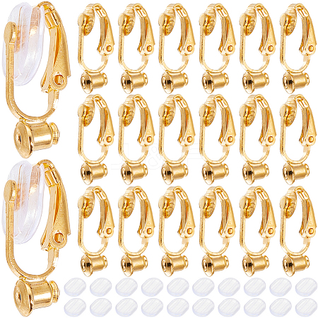 SOFPLATE 36Pcs Brass Clip-on Earring Converters Findings KK-SP0001-10G-1