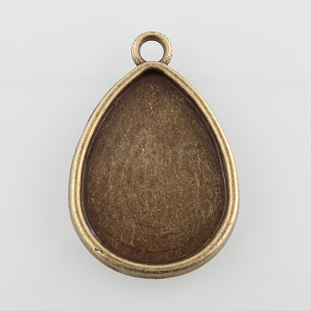 Flat Teardrop Alloy Pendant Cabochon Settings PALLOY-N0088-01AB-NF-1