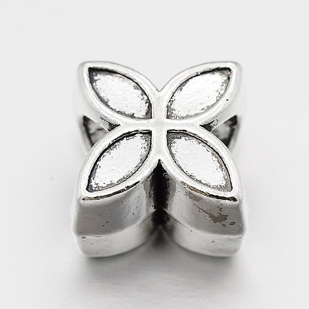 Alloy Clover Large Hole European Beads MPDL-M040-06AS-1