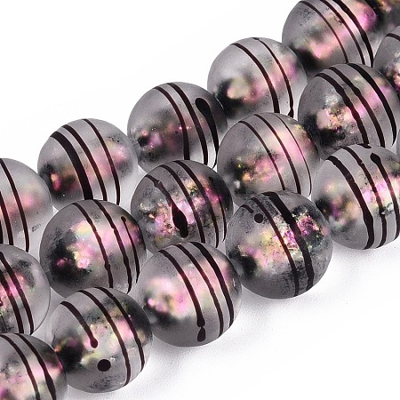 Frosted Handmade Foil Glass Beads Strands FOIL-Q002-02C-1
