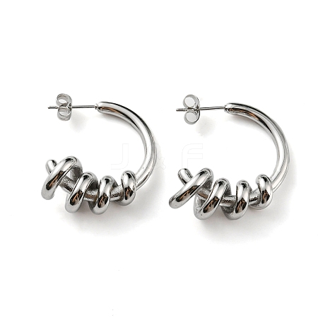 Non-Tarnish 304 Stainless Steel Spiral Wire Wrap Stud Earrings for Women EJEW-K244-16P-1