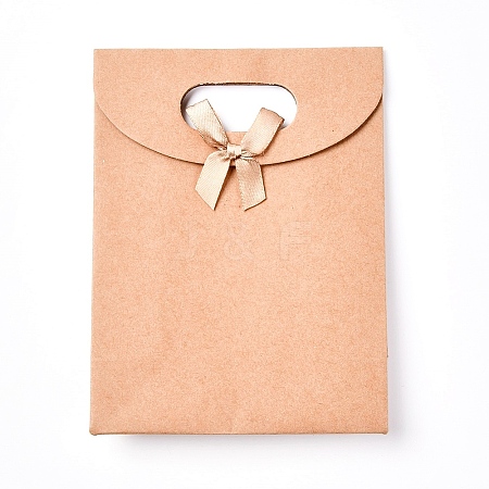 Kraft Paper Gift Bags with Ribbon Bowknot Design CARB-WH0009-05A-1