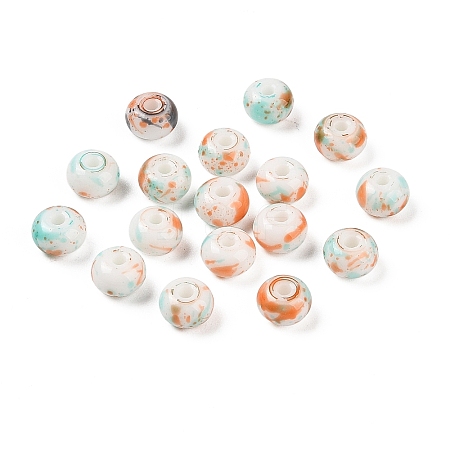 Opaque Spray Painted Glass Beads GLAA-G118-01E-1