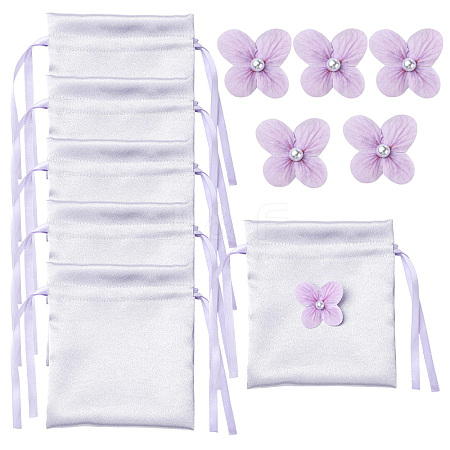 Satin Cloth Drawstring Pouches with Flower ST-CJ0048-001D-1