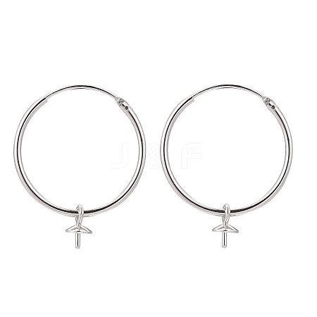 Rhodium Plated 925 Sterling Silver Hoop Earring Findings STER-I016-069P-1