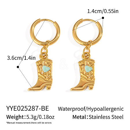 304 Stainless Steel Shoes with Heart Hoop Earrings KC5078-5-1