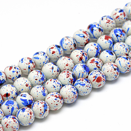 Baking Painted Glass Beads Strands DGLA-S115-8mm-K06-1