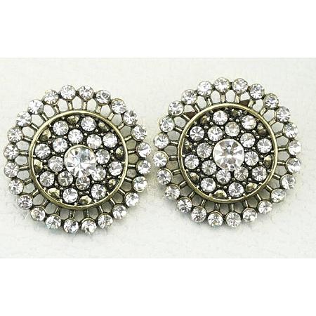Rhinestone Shank Buttons BUTT-WH0003-13-1