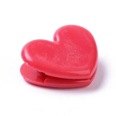  Jewelry Beads Findings Heart Shape Plastic Clips, for Office School Supplies, Crimson, 25~26x31~31.5x12~13mm
