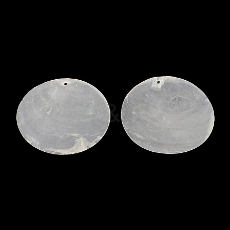 Flat Round Capiz Shell Pendants X-SSHEL-R035-12-1