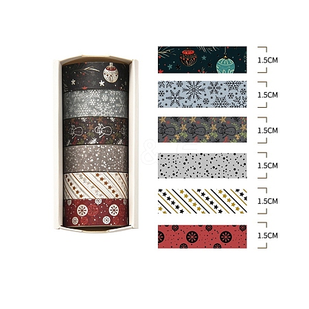 6 Rolls Christmas Paper Decorative Paper Tapes Set STIC-H002-09H-1