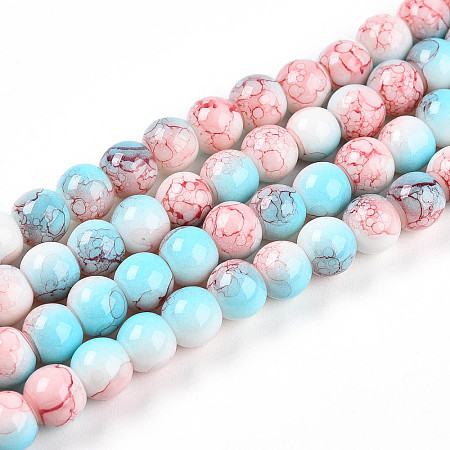 Baking Paint Glass Beads Strands DGLA-N003-6mm-C03-1