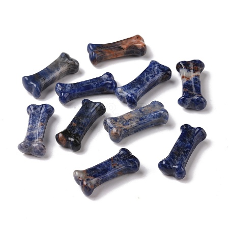 Natural Sodalite Dog Bone Shape Sculptures DJEW-G033-01A-06-1