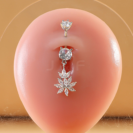 316L Surgical Stainless Steel Micro Pave Clear Cubic Zirconia Belly Rings FS-WG9E32A-02-1