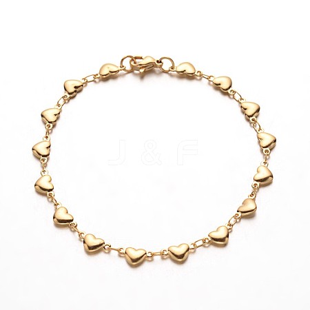 304 Stainless Steel Heart Link Bracelets BJEW-M121-03G-1