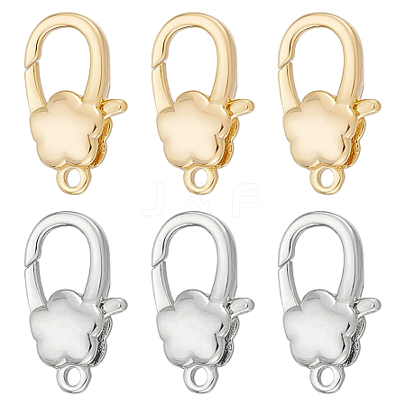 6Pcs 2 Colors Brass Lobster Claw Clasps KK-FG0001-29-1