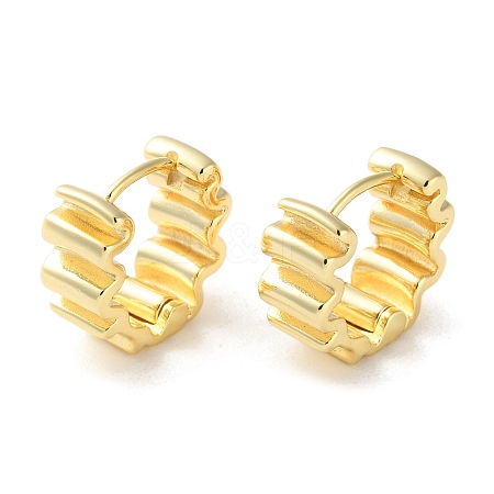 Brass Corrugated Hoop Earrings EJEW-M025-05G-1