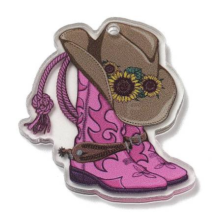 Wsetern Cowboy Theme Printed Acrylic Pendants OACR-H043-01E-1