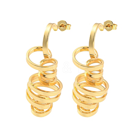 Rack Plating Brass Twist Spiral Stud Earrings EJEW-P240-14G-1