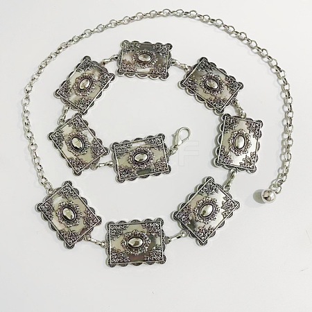 Tibetan Style Alloy Rectangle Link Chain Waist Belly Chains for Women FS-WG1BBEA-02-1