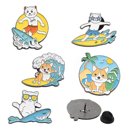 5Pcs 5 Style Animal Alloy Enamel Brooches for Backpack Clothes JEWB-SZ0001-39-1