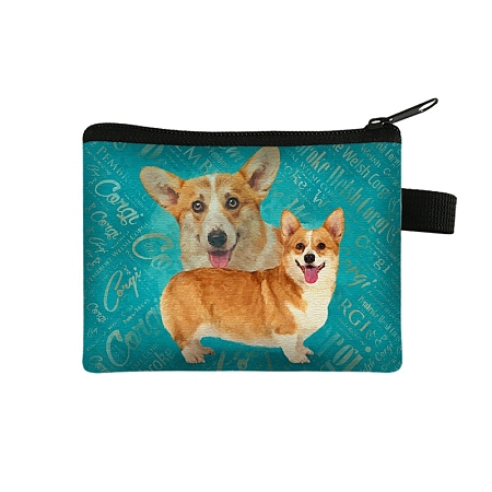 Rectangle with Dog Polyester Wallets with Zipper PW-WGAF088-06-1